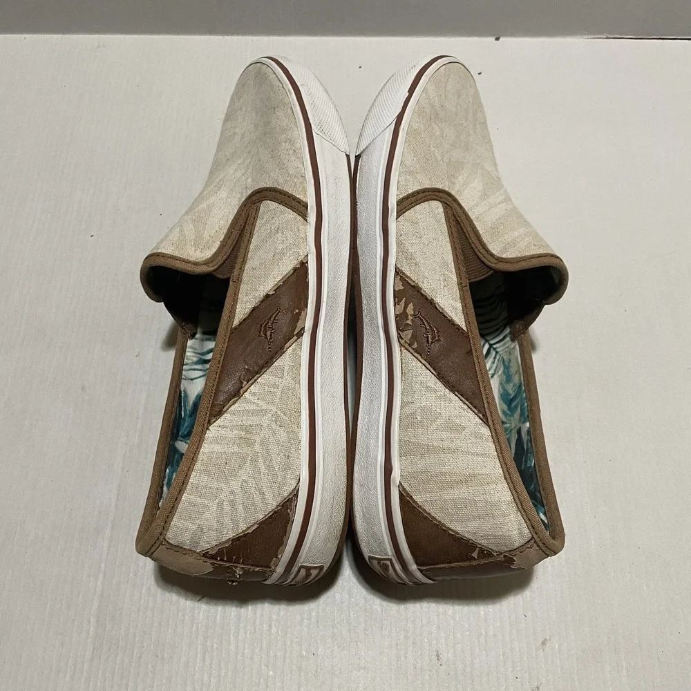 Tommy Bahama Men's Pacific Ridge Slip-On Shoes Size 10 Tan Palm Fronds‎